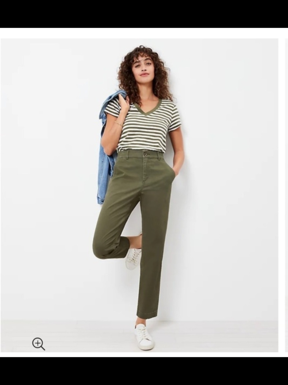 Loft 4 Tall Olive Green Perfect Straight Pants Cotton Twill